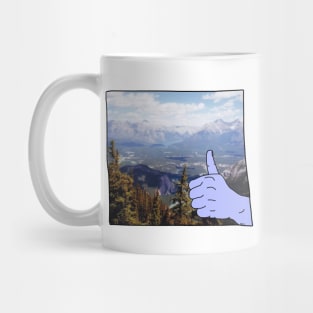 Thumbs up Mountain Postcard Mug